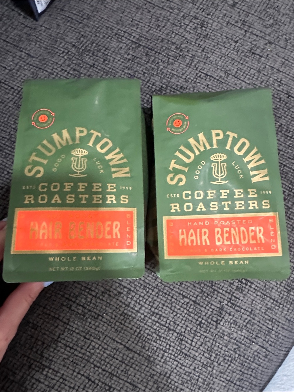 Stumptown Hair Bender Whole Bean Coffee — Green & Orange Packaging